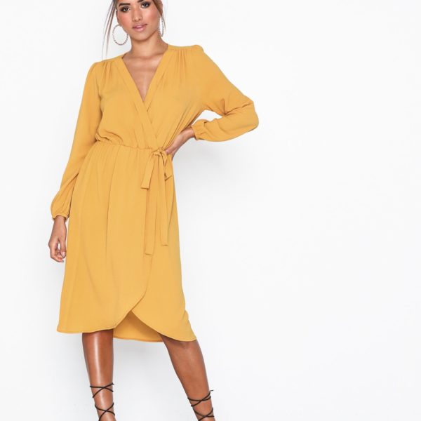 Yellow wrap dress