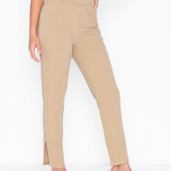 Beige slit pants