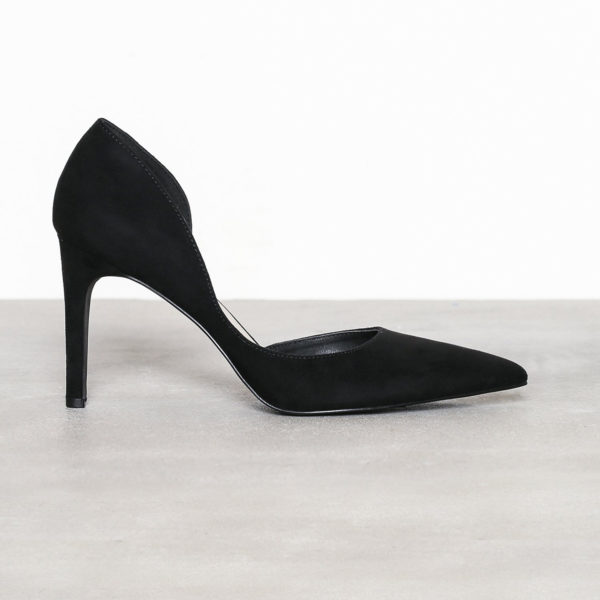 Black suede pumps