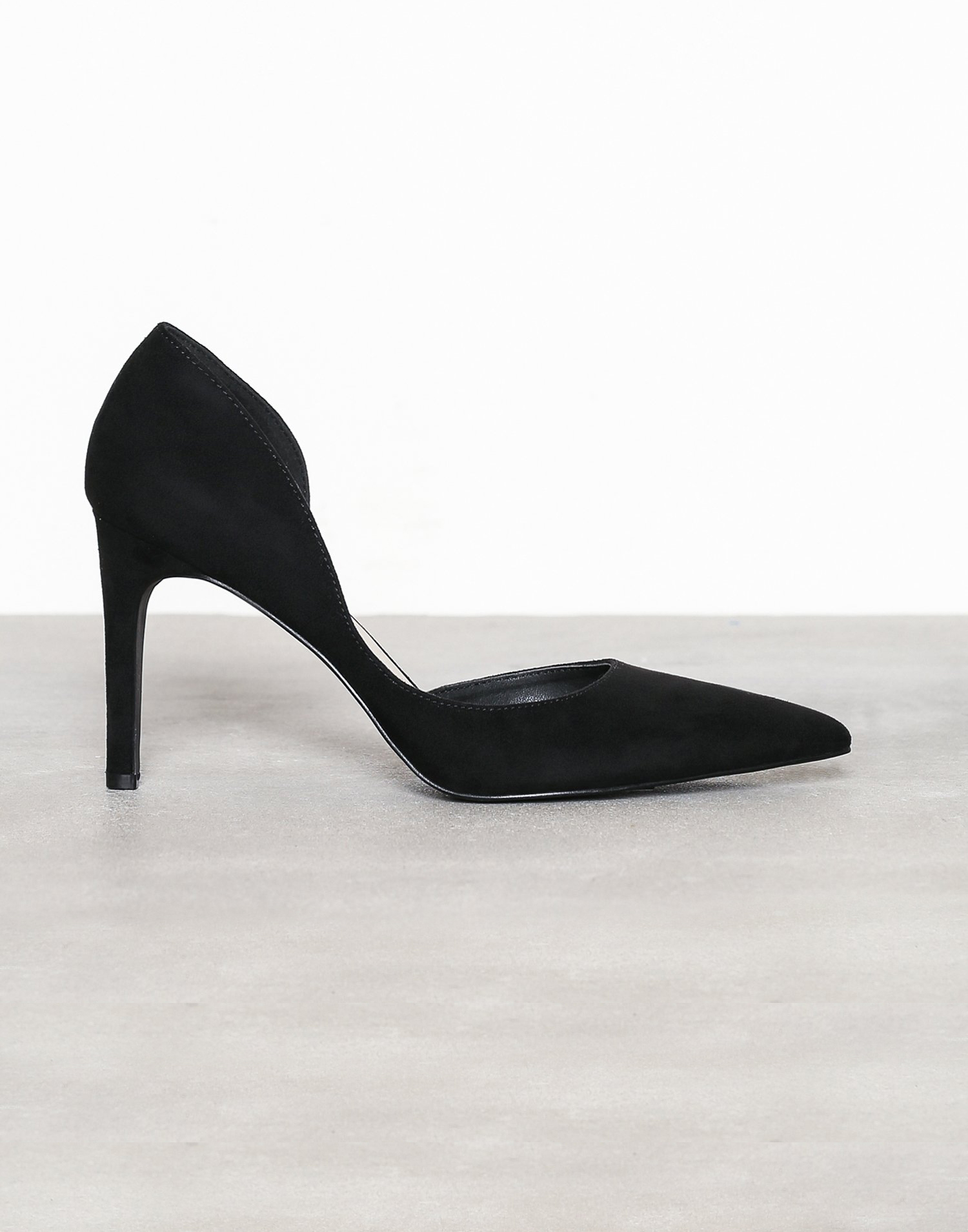 Black suede pumps